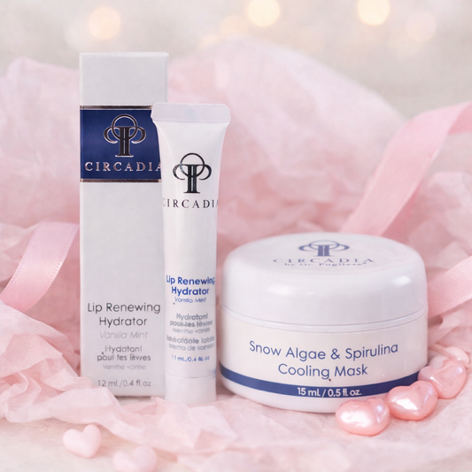Alla hjärtans dag Circadia Lip Vanilla Mint 12ml + Snow Algae & Spirulina Cooling Mask 15ml
